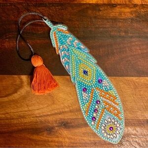 Handmade Diamond Painted Ornament Bookmark Drawer Pull With Marquee Sunburst